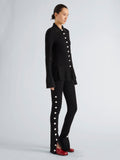 Proenza Schouler Side full length image of model wearing Martina Pant in Compact Stretch Viscose in Black
