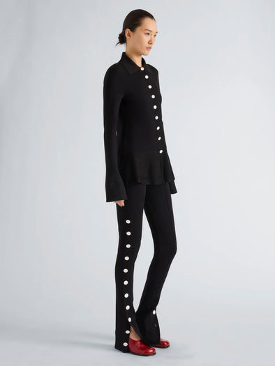 Proenza Schouler Side full length image of model wearing Martina Pant in Compact Stretch Viscose in Black