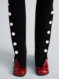 Proenza Schouler Detail image of model wearing Martina Pant in Compact Stretch Viscose in Black