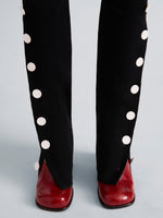 Proenza Schouler Detail image of model wearing Martina Pant in Compact Stretch Viscose in Black