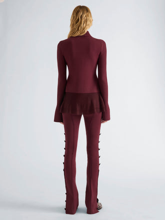 Proenza Schouler Back full length image of model wearing Martina Pant in Compact Stretch Viscose in Amarone
