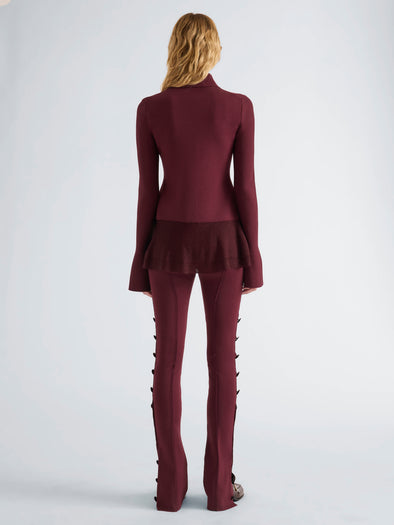 Proenza Schouler Back full length image of model wearing Martina Pant in Compact Stretch Viscose in Amarone