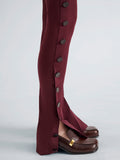 Proenza Schouler Detail image of model wearing Martina Pant in Compact Stretch Viscose in Amarone