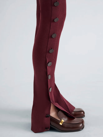 Proenza Schouler Detail image of model wearing Martina Pant in Compact Stretch Viscose in Amarone