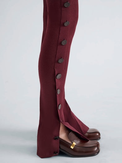 Proenza Schouler Detail image of model wearing Martina Pant in Compact Stretch Viscose in Amarone