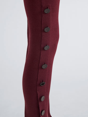 Proenza Schouler Detail image of model wearing Martina Pant in Compact Stretch Viscose in Amarone