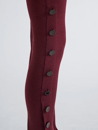 Proenza Schouler Detail image of model wearing Martina Pant in Compact Stretch Viscose in Amarone