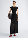 Proenza Schouler Front full length image of model wearing Maissa Dress in Compact Stretch Viscose in Black