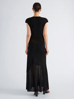 Proenza Schouler Back full length image of model wearing Maissa Dress in Compact Stretch Viscose in Black