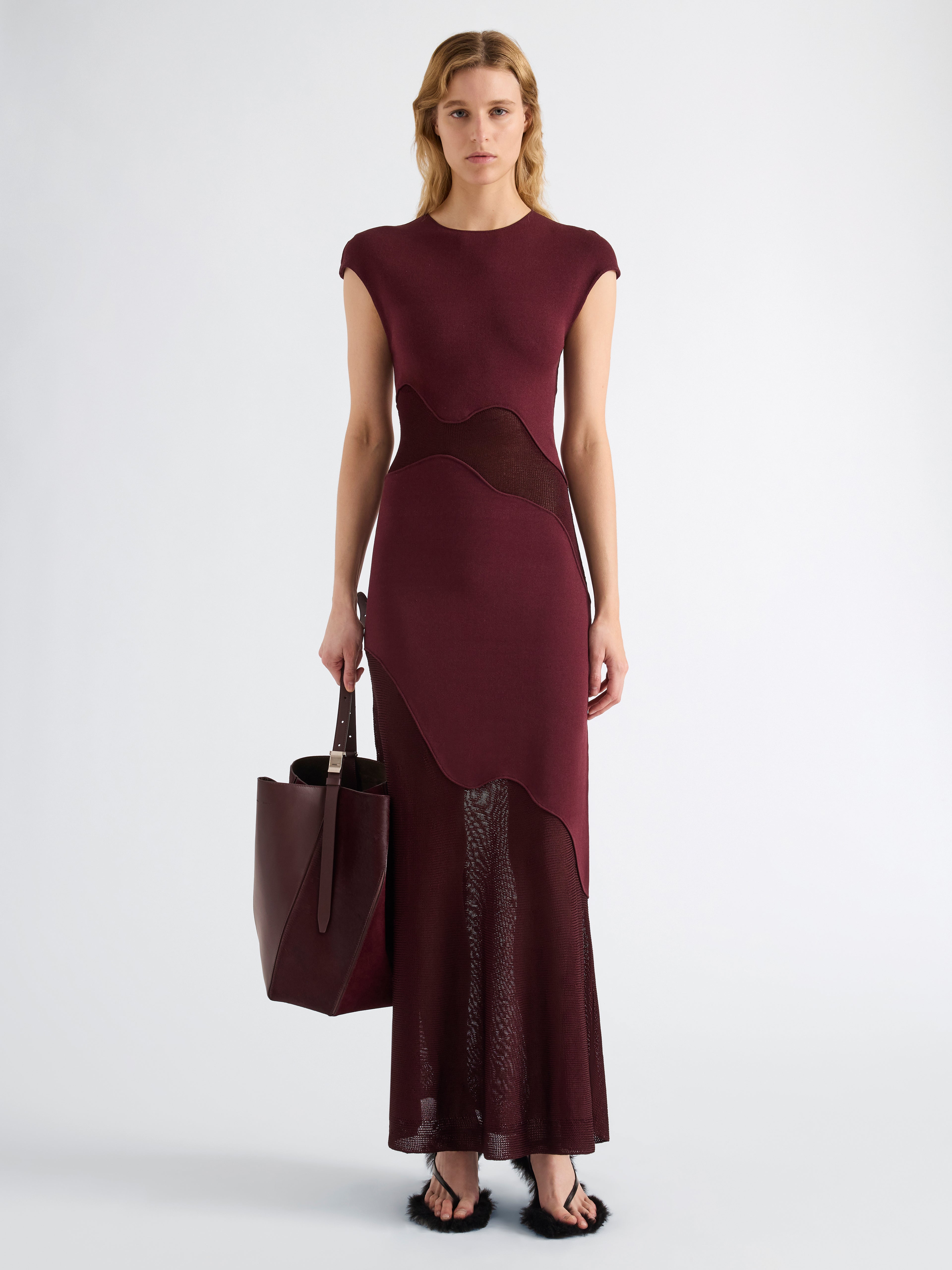 Maissa Dress in Compact Stretch Viscose - Amarone