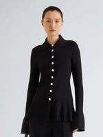 Proenza Schouler Front cropped image of model wearing Martina Jacket in Compact Stretch Viscose in Black