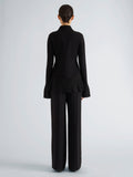 Proenza Schouler Back full length image of model wearing Martina Jacket in Compact Stretch Viscose in Black