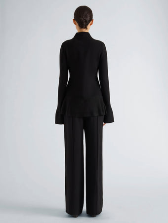 Proenza Schouler Back full length image of model wearing Martina Jacket in Compact Stretch Viscose in Black