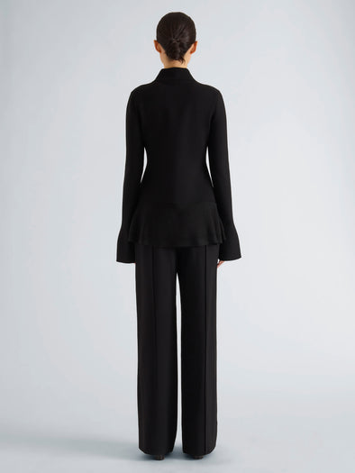 Proenza Schouler Back full length image of model wearing Martina Jacket in Compact Stretch Viscose in Black