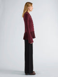 Proenza Schouler Side full length image of model wearing Martina Jacket in Compact Stretch Viscose in Amarone