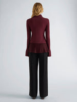 Proenza Schouler Back full length image of model wearing Martina Jacket in Compact Stretch Viscose in Amarone