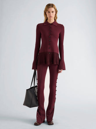 Proenza Schouler Front full length image of model wearing Daria Jacket In Plaid Wool Suiting in Grey Multi