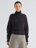 Proenza Schouler Front cropped image of model wearing Abie Sweater in Donegal Knit in Black Multi