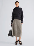 Proenza Schouler Front full length image of model wearing Abie Sweater in Donegal Knit in Black Multi