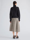 Proenza Schouler Back full length image of model wearing Abie Sweater in Donegal Knit in Black Multi