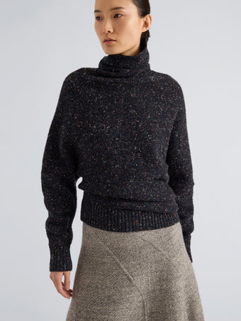 Proenza Schouler Front full length image of model wearing Laney Jacket In Semigloss Leather in Black