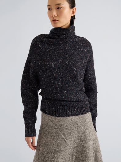 Proenza Schouler Front full length image of model wearing Laney Jacket In Semigloss Leather in Black