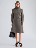 Proenza Schouler Front full length image of model wearing Abie Sweater in Donegal Knit in Blue Multi