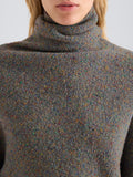 Proenza Schouler Detail image of model wearing Abie Sweater in Donegal Knit in Blue Multi