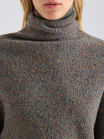 Proenza Schouler Detail image of model wearing Abie Sweater in Donegal Knit in Blue Multi