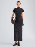 Proenza Schouler Full Length Front On Model image of Abie Dress in Donegal Knit in Black Multi