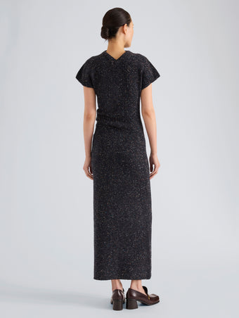Proenza Schouler Full Length Back On Model image of Abie Dress in Donegal Knit in Black Multi