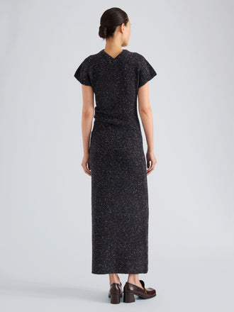 Proenza Schouler Full Length Back On Model image of Abie Dress in Donegal Knit in Black Multi