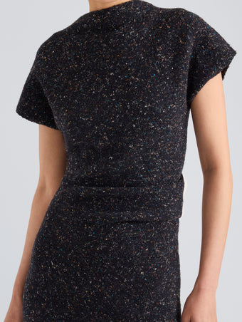 Proenza Schouler Detail image of Abie Dress in Donegal Knit in Black Multi