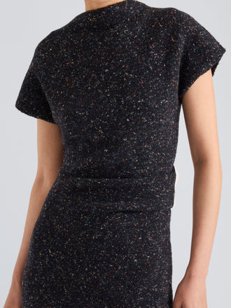 Proenza Schouler Detail image of Abie Dress in Donegal Knit in Black Multi