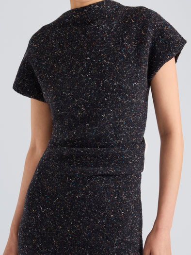 Proenza Schouler Detail image of Abie Dress in Donegal Knit in Black Multi
