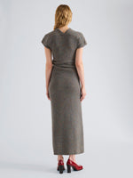 Proenza Schouler Back full length image of model wearing Abie Dress in Dress in Donegal Knit in Blue Multi