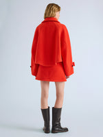 Proenza Schouler Back full length image of model wearing Clarice Jacket in Casentino Wool in Flame