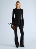 Proenza Schouler Front full length image of model wearing Sonia Jacket in Bi-Stretch Suiting in Black