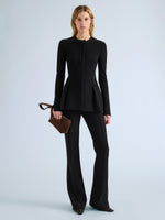 Proenza Schouler Front full length image of model wearing Sonia Jacket in Bi-Stretch Suiting in Black