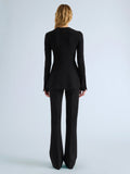 Proenza Schouler Back full length image of model wearing Sonia Jacket in Bi-Stretch Suiting in Black
