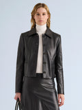 Proenza Schouler Front cropped image of model wearing Kenza Jacket in Nappa Leather in Black