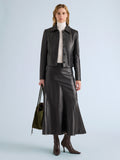 Proenza Schouler Front full length image of model wearing Kenza Jacket in Nappa Leather in Black