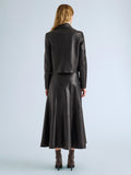 Proenza Schouler Back full length image of model wearing Kenza Jacket in Nappa Leather in Black