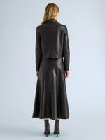 Proenza Schouler Back full length image of model wearing Kenza Jacket in Nappa Leather in Black