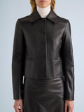Proenza Schouler Detail image of model wearing Kenza Jacket in Nappa Leather in Black