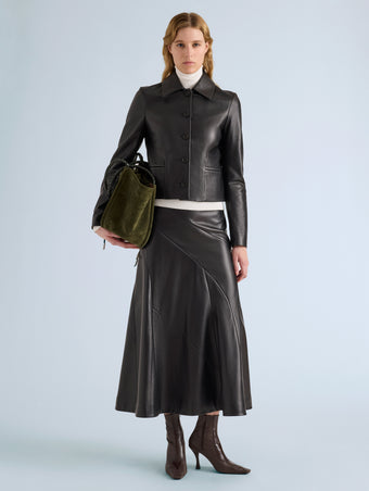 Proenza Schouler Front Full Length image of model wearingKenza Jacket in Nappa Leather in Black