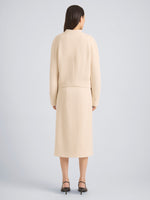 Proenza Schouler Back full length image of model wearing Lorna Jacket in Striated Suiting in Ecru