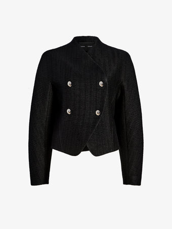 Proenza Schouler Still Life image of Lorna Jacket in Striated Suiting in Black