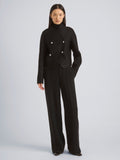 Proenza Schouler Front full length image of model wearing Lorna Jacket in Striated Suiting in Black