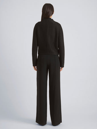 Proenza Schouler Back full length image of model wearing Lorna Jacket in Striated Suiting in Black